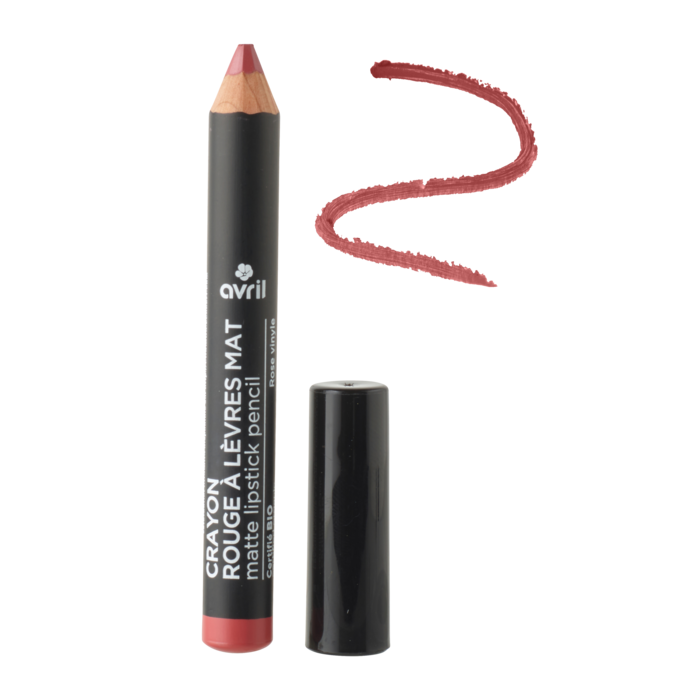Crayon rouge à lèvres mat Rose vinyle certifié bio
