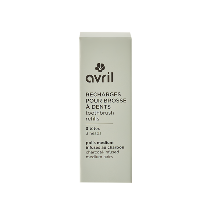 Kit de 3 têtes de brosses à dents - poils medium charbon