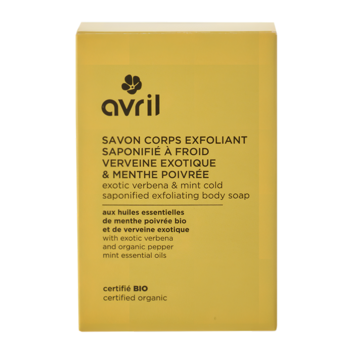 SAVON À FROID EXFOLIANT CORPS VERVEINE EXOTIQUE & MENTHE POIVRÉE 100 G CERTIFIÉ BIO