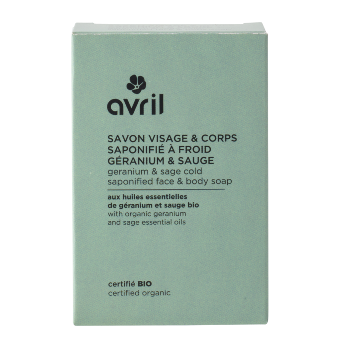 Savon à froid visage & corps géranium & sauge 100 g certifié bio