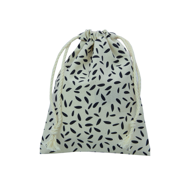 Pochon en coton bio Rayures Petit modèle Fabriqué en France 12x15 cm
