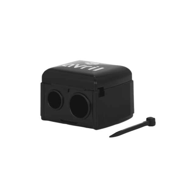 Taille-crayon double avec récuperateur et lamelle nettoyante